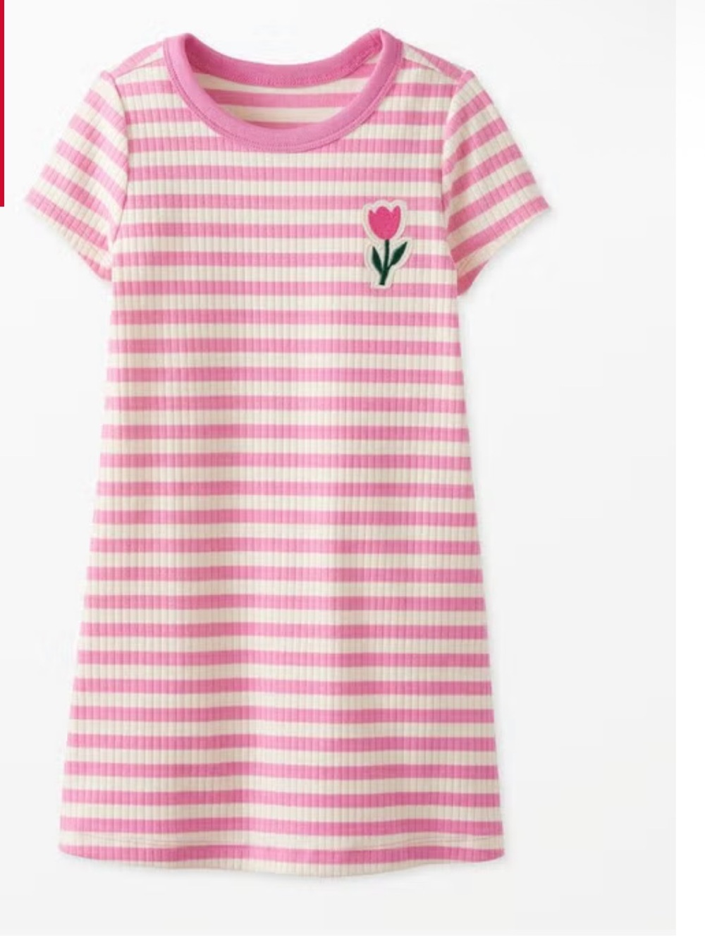 Hanna Andersson Girls' Pink Striped Tulip Shift Dress, 8